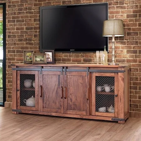 Rustic 80" TV Stand with Four Doors